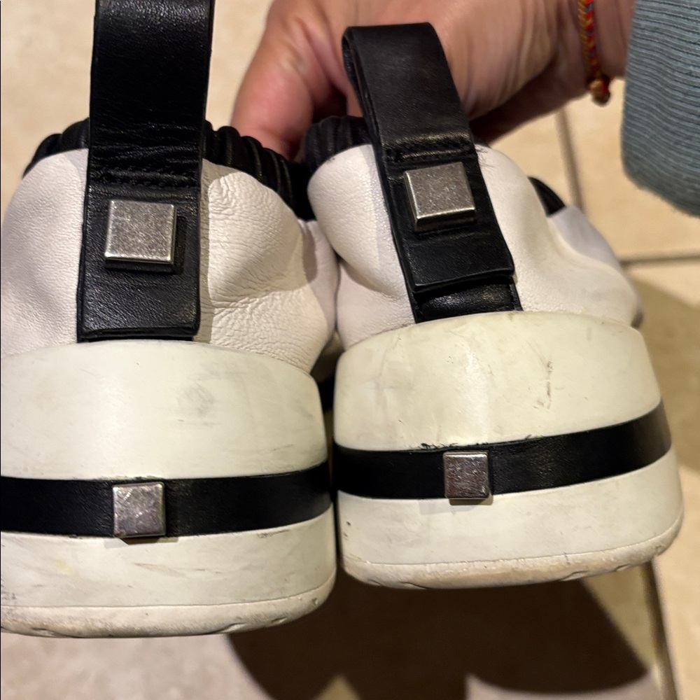 Stuart Weitzman White and Black Slip-On Shoes - Picture 3 of 5